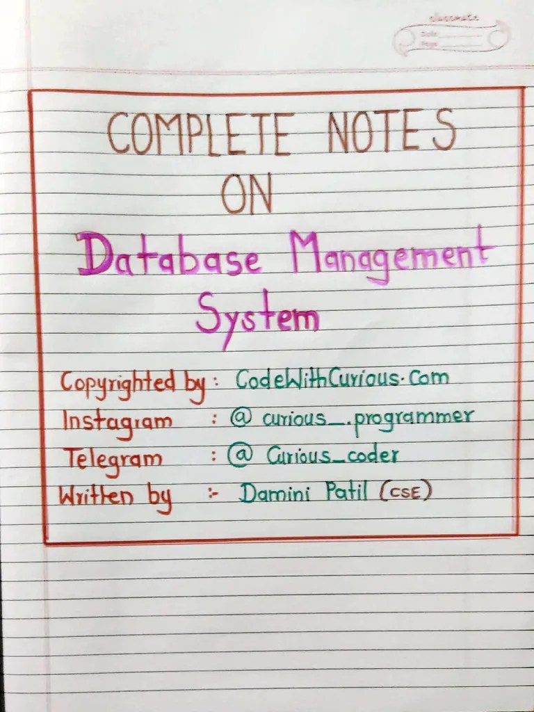 DBMS Handwritten Notes Q1j2as | PDF | Databases | Relational Database