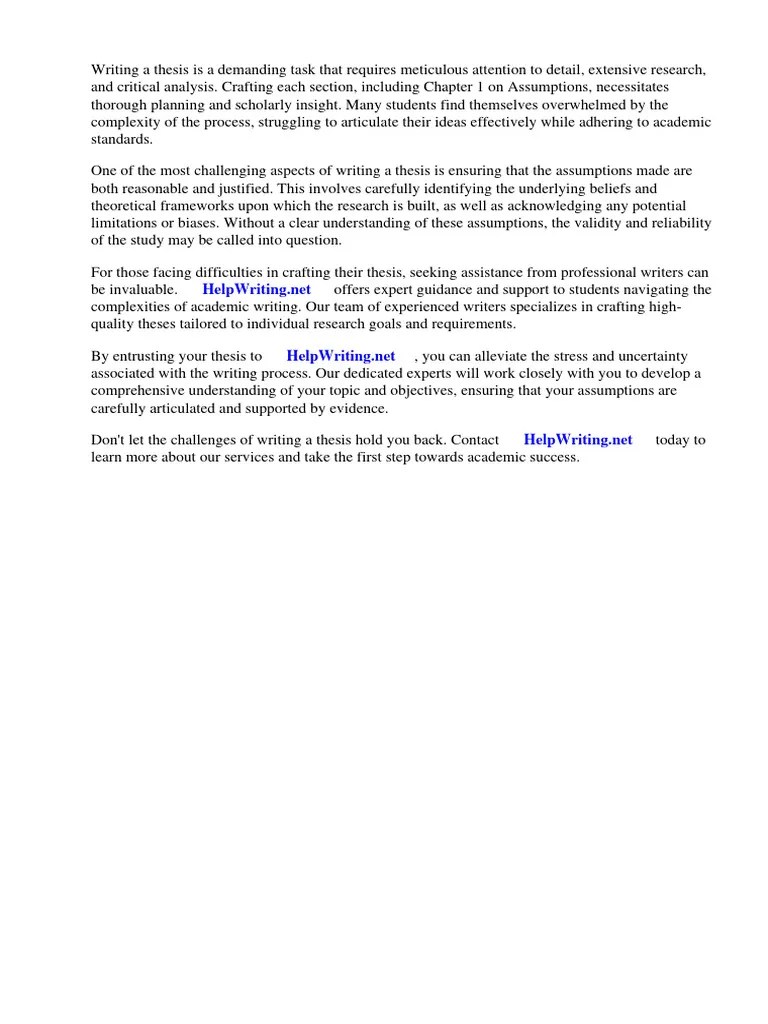 Thesis Sample Chapter 1 Assumptions | PDF | Thesis | Theory