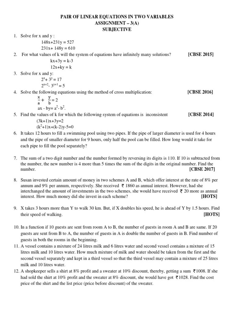 Ch-3 Maths | Download Free PDF | Equations | Numbers