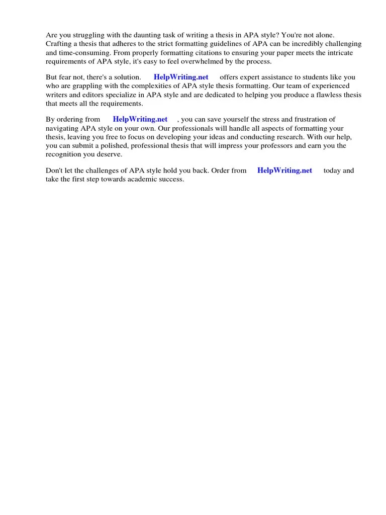 Apa Style Thesis Formatting | PDF | Apa Style | Thesis