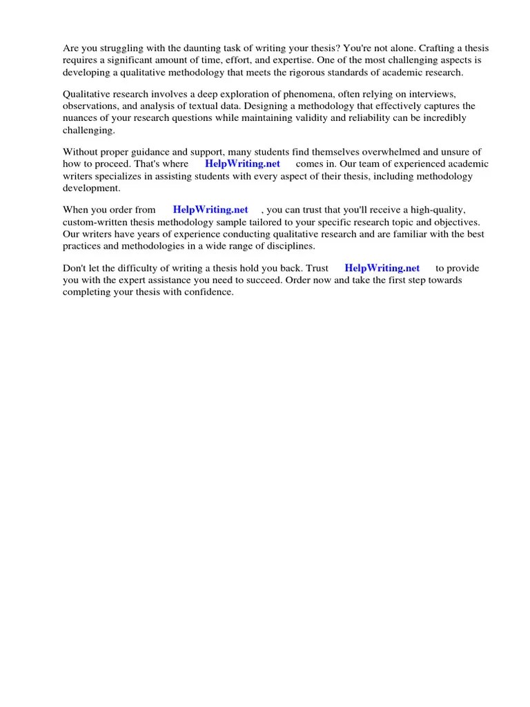 Qualitative Thesis Methodology Sample | PDF | Methodology | Qualitative ...
