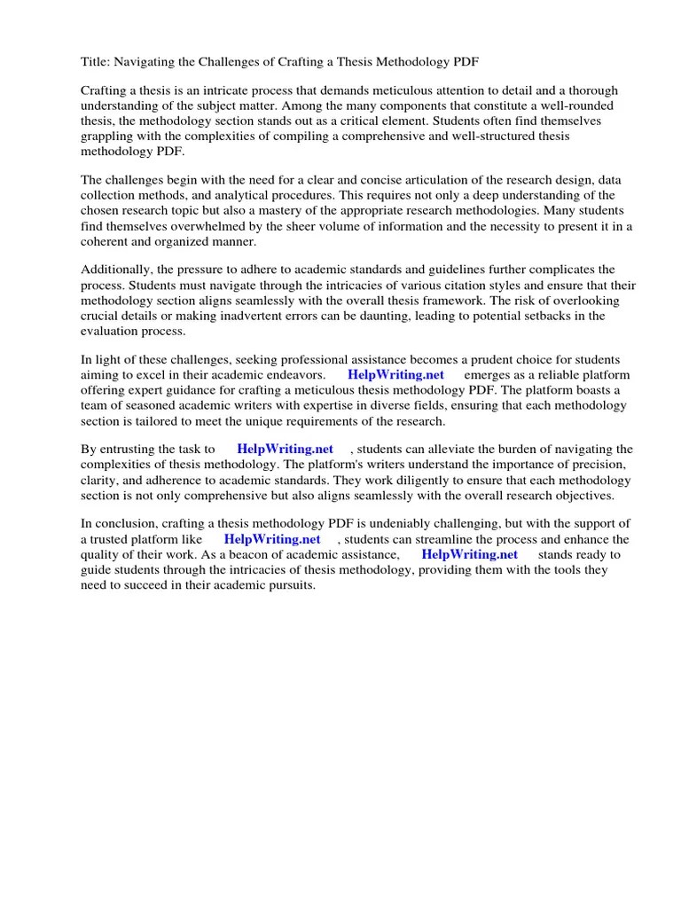 Thesis Methodology PDF | PDF | Methodology | Thesis