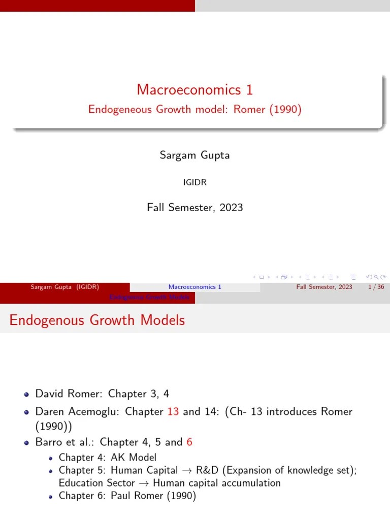 Romer Model Slides | PDF | Economic Growth | Macroeconomics