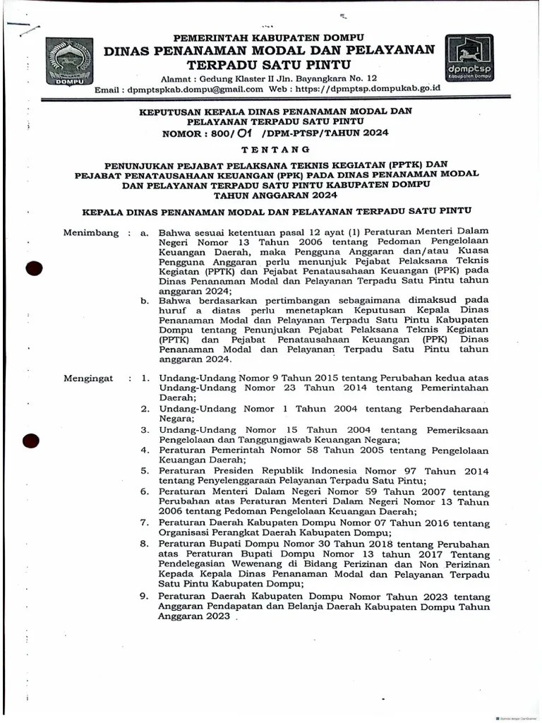 Contoh SK PPK Dan PPTK | PDF