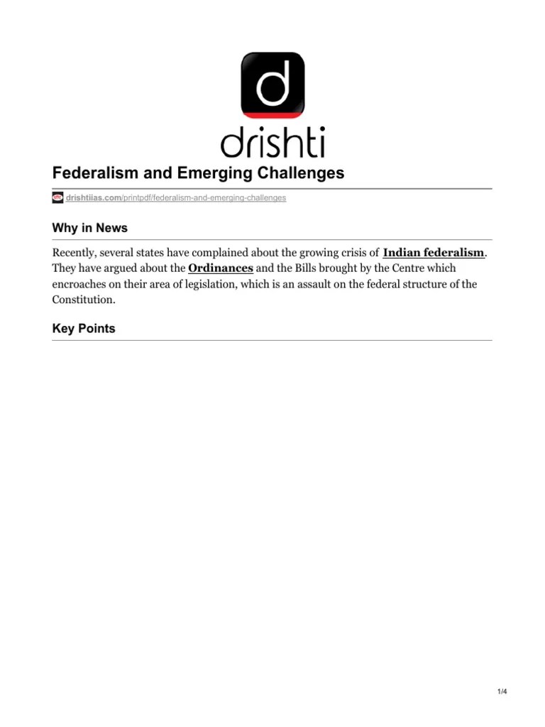 Federalism And Emerging Challenges | PDF | Government | Justice