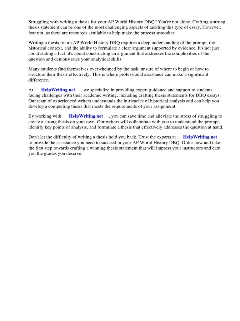 How To Write AP World History Dbq Thesis | PDF | Essays | Thesis