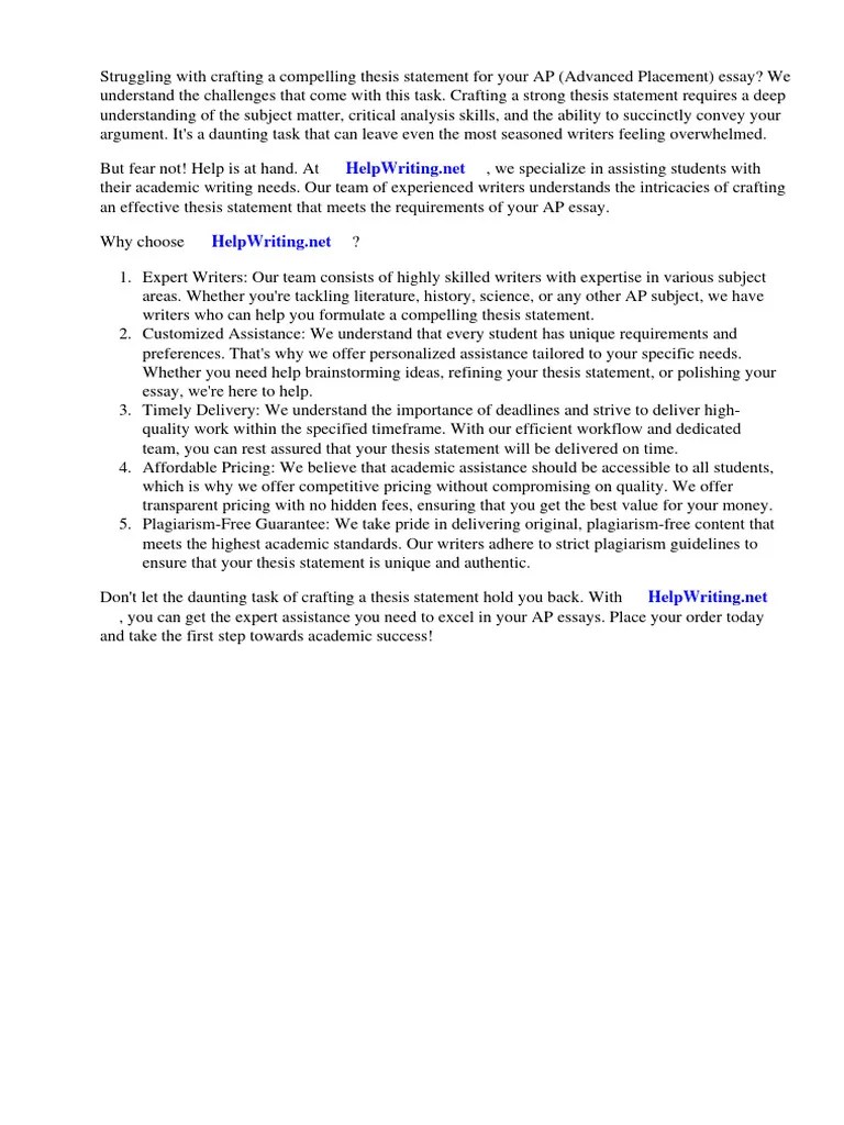 AP Thesis Statement Examples | PDF