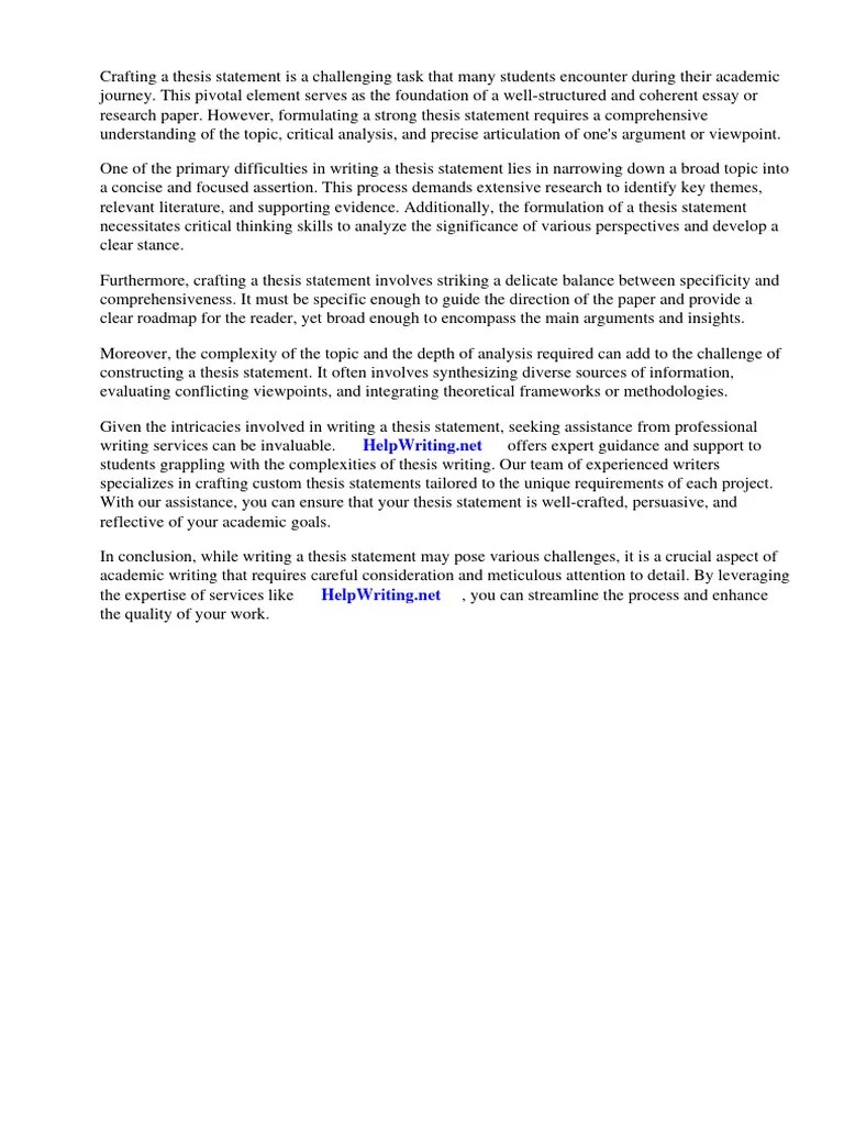 What Is Important To The Construction Of A Thesis Statement | PDF ...