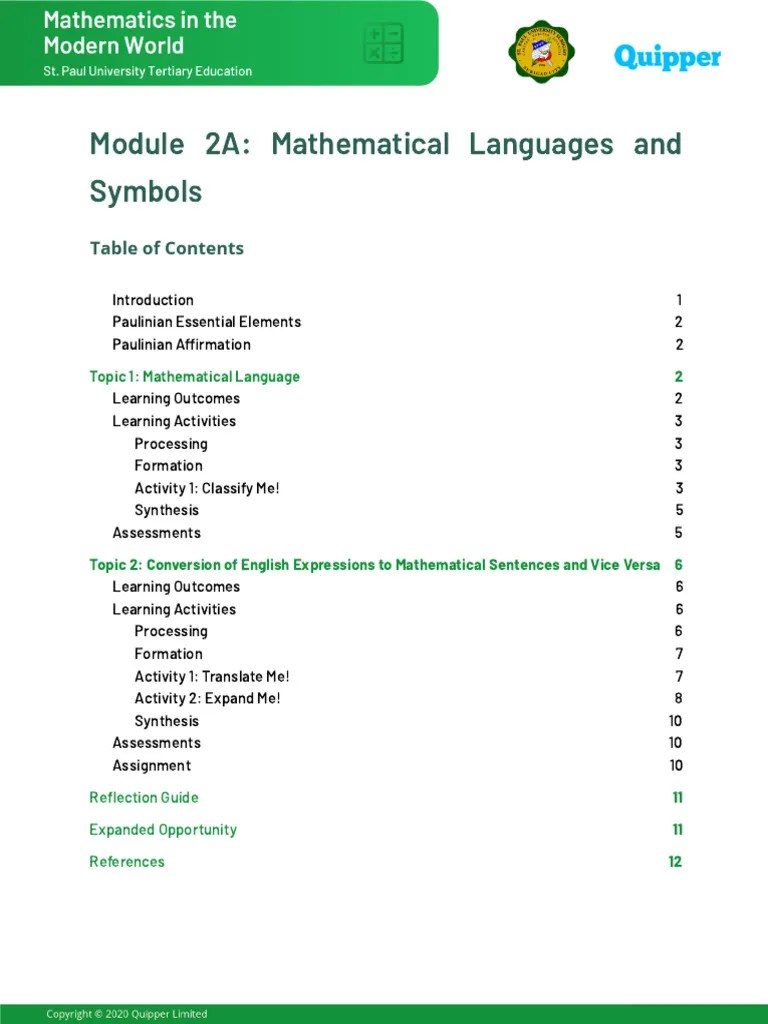 MMW Module 2a FD | PDF | Mathematics | English Language