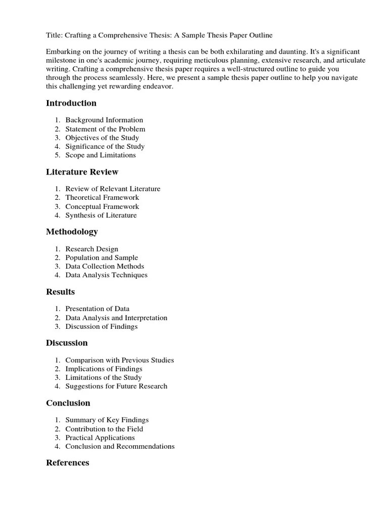 Sample Thesis Paper Outline | PDF