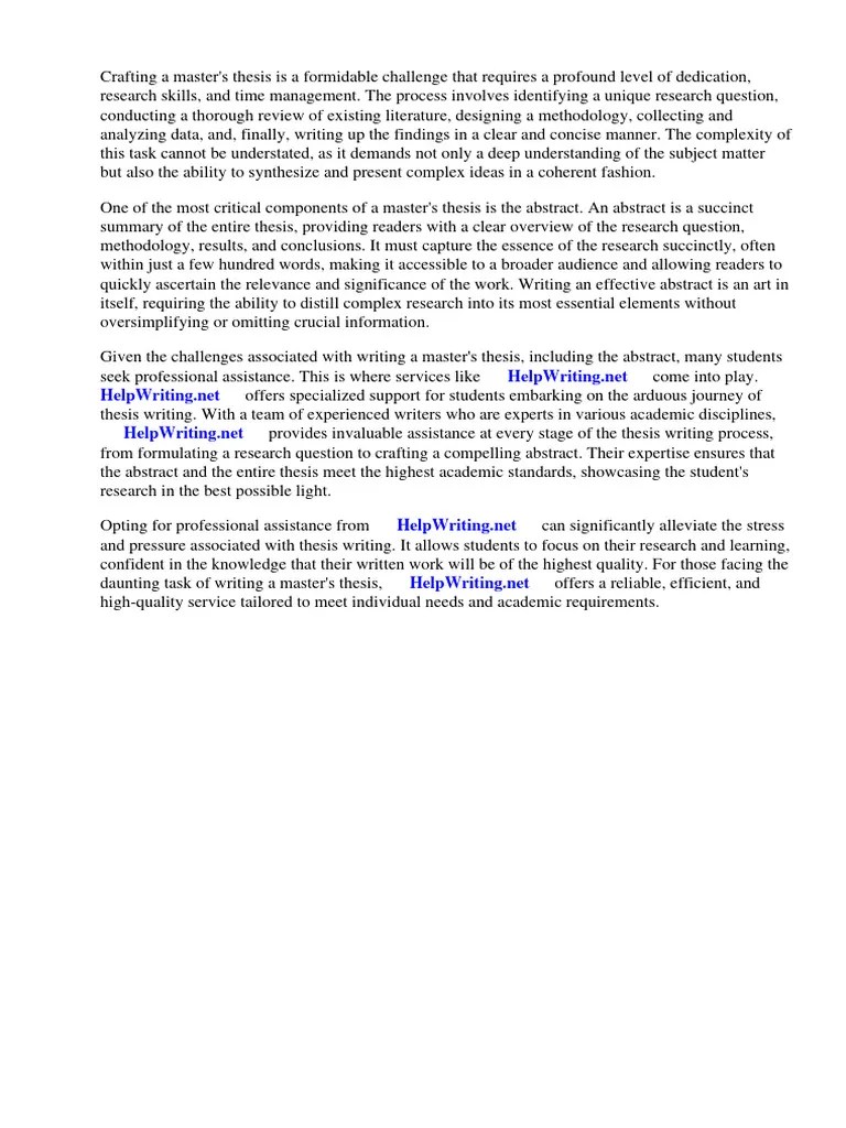 Example Of Masters Thesis Abstract | PDF