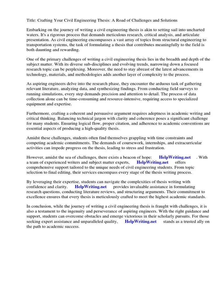 Civil Engineering Sample Thesis Title | PDF | Thesis | Engineering