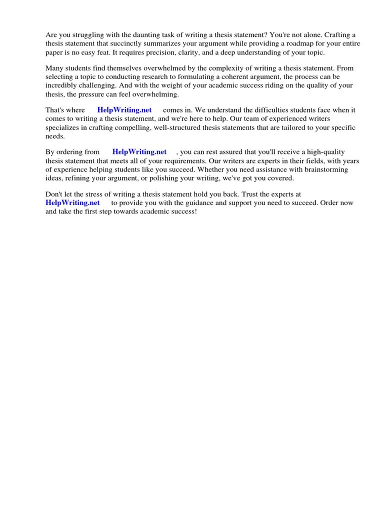 Guidelines For Writing A Thesis Statement | PDF