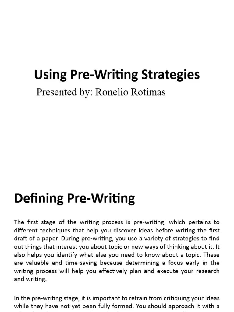 Using Pre Writing Strategies Pdf Human Communication Cognition