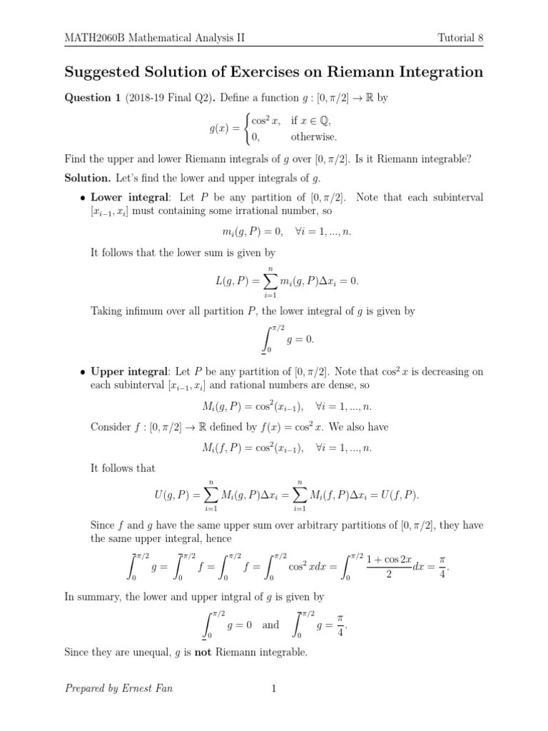 Tutorial 8 | PDF | Integral | Area