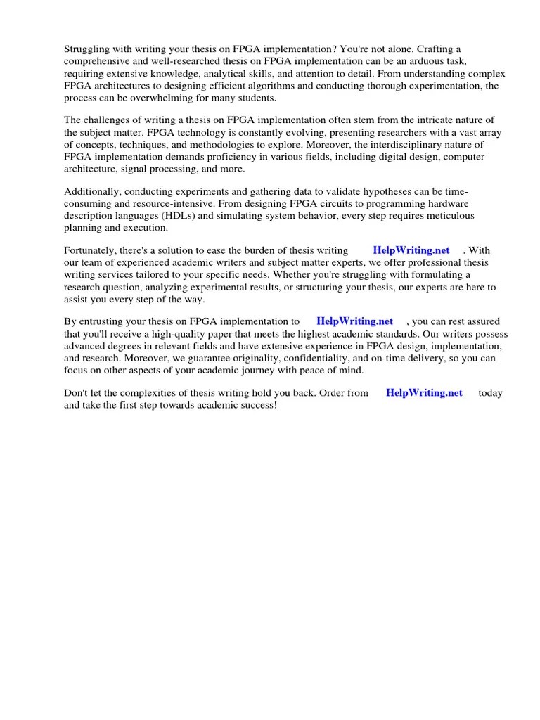 Thesis Fpga Implementation | PDF | Field Programmable Gate Array ...
