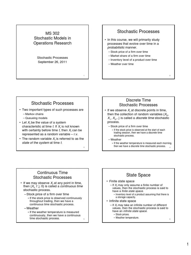 Stochastic Processes: MS 302 Stochastic Models In Operations Research ...