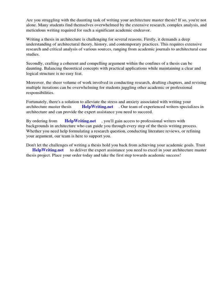 Architecture Master Thesis Projects | PDF