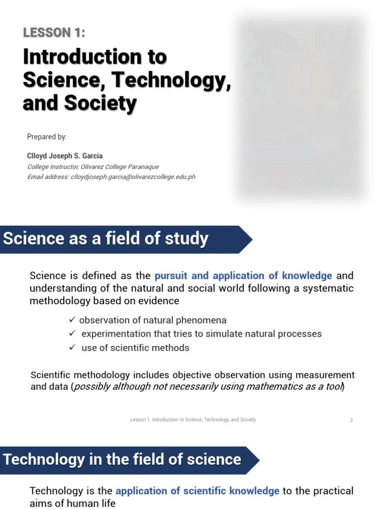 Lesson 1 Introduction To Science Technology And Society | PDF | Science ...
