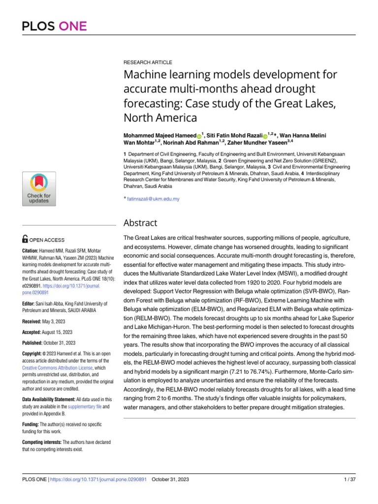 Machine Learning Models Development For Drought Forecasting | PDF ...