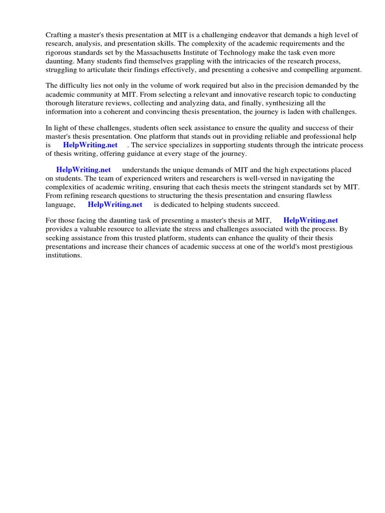 Master Thesis Presentation Mit | PDF | Thesis | Communication