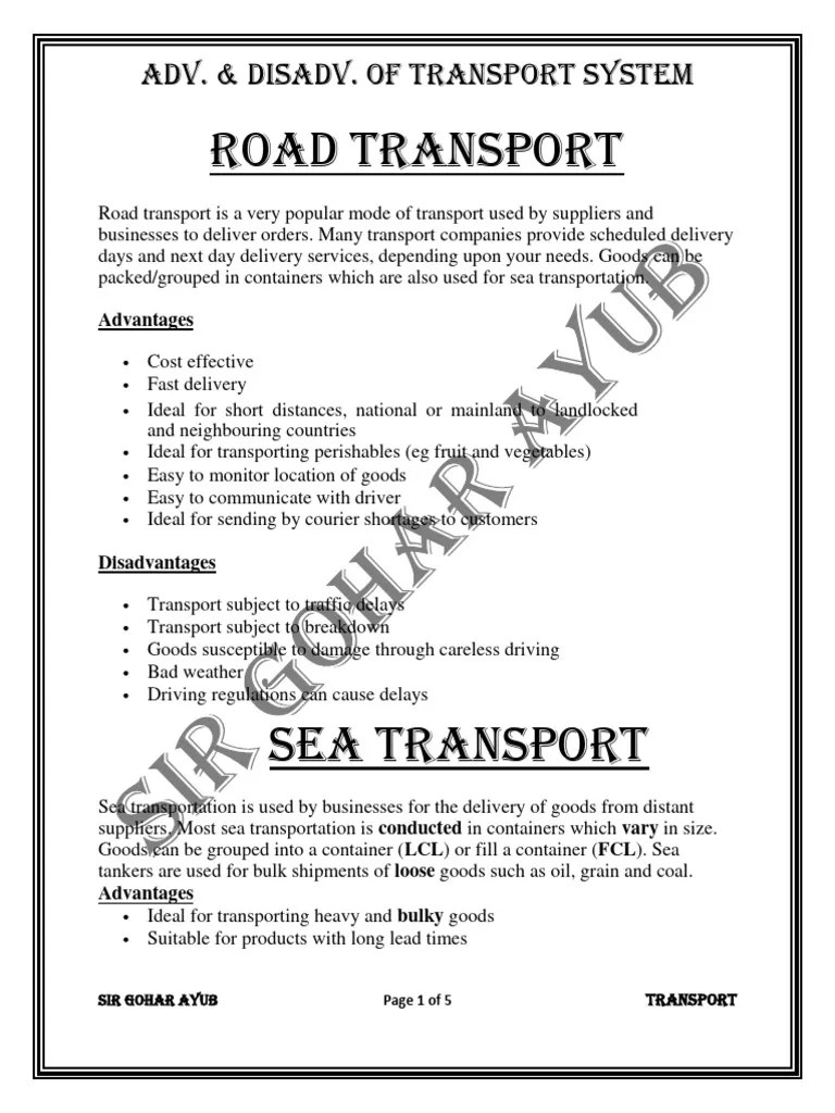 Advantages And Disadvantages | PDF | Transport | Rail Transport