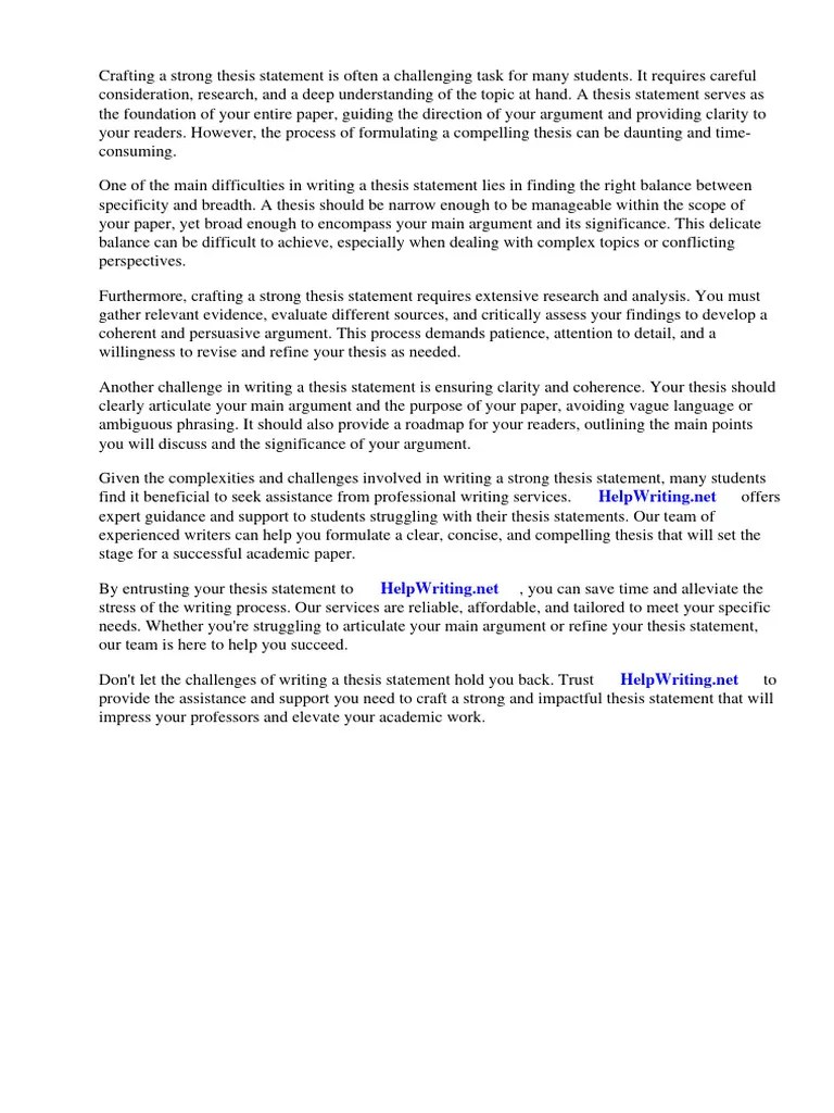 Tips For Writing A Strong Thesis Statement | PDF | Essays | Thesis