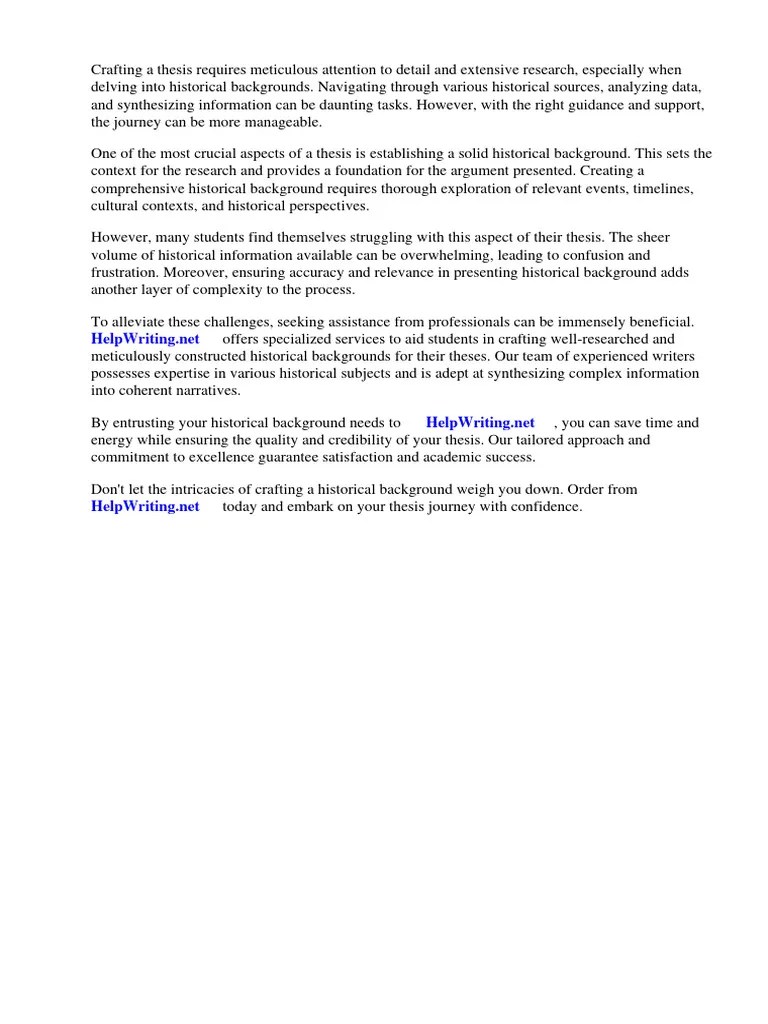 How To Make Historical Background In Thesis | PDF | Thesis | Essays