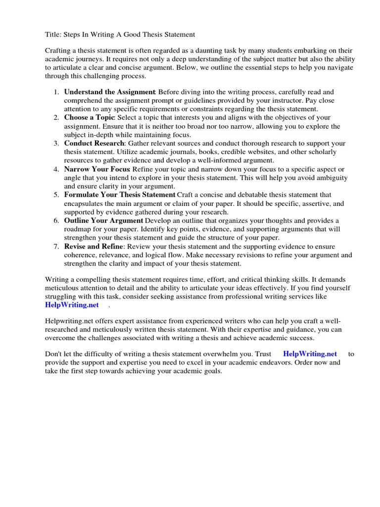 Steps In Writing A Good Thesis Statement | PDF | Essays | Thesis