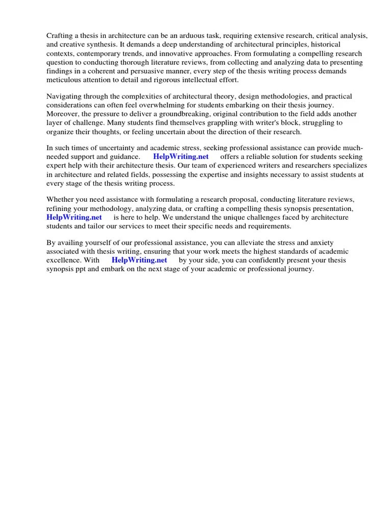 Architecture Thesis Synopsis | PDF | Thesis | Methodology