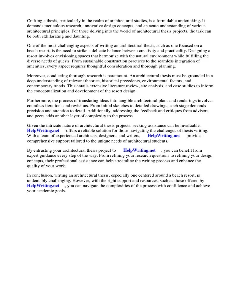 Architectural Thesis Beach Resort | PDF | Tourism | Sanitation