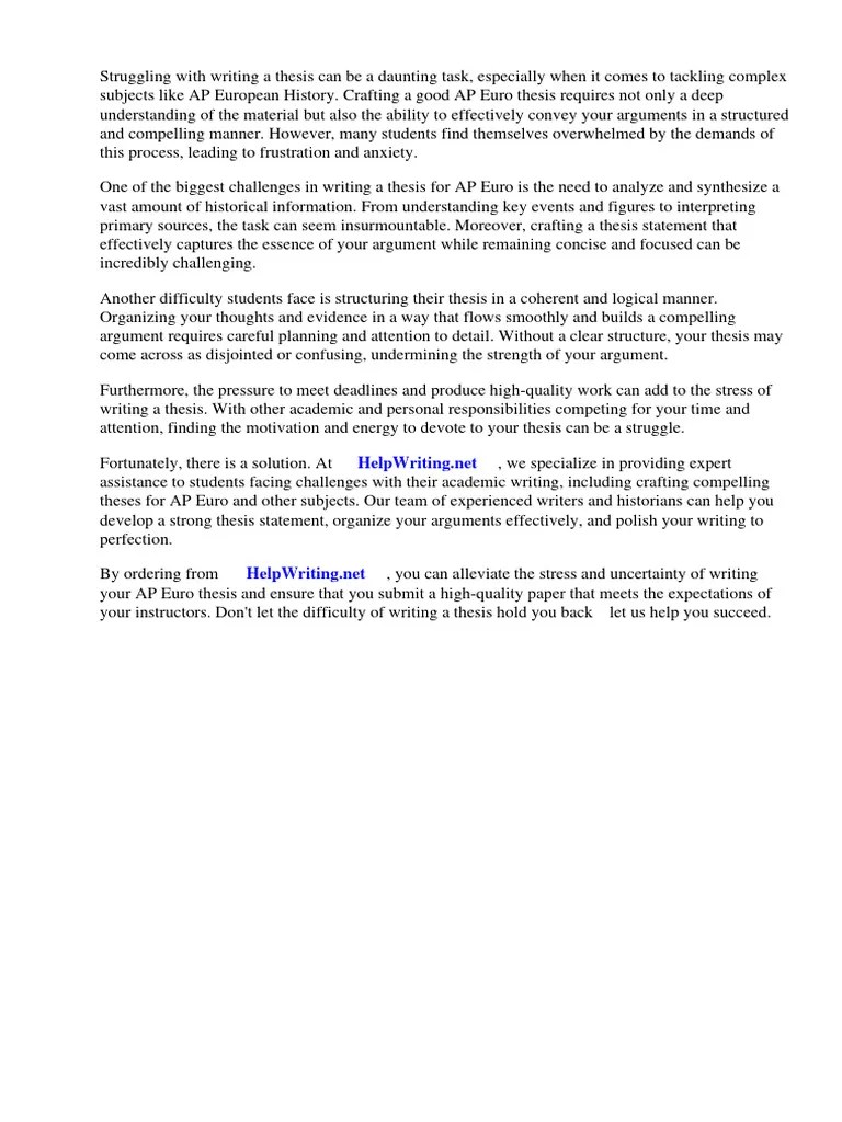 How To Write A Good AP Euro Thesis | PDF | Essays | Advanced Placement