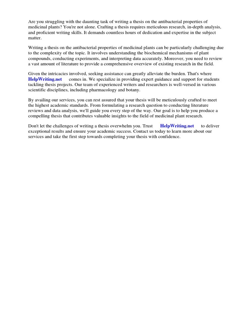 Thesis On Antibacterial Properties Of Medicinal Plants | PDF | Antimicrobial | Antimicrobial ...