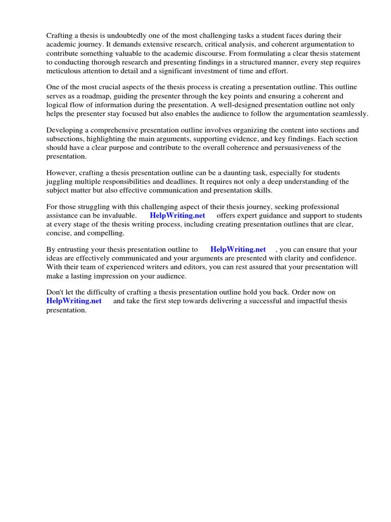 Thesis Presentation Outline | PDF | Thesis | Essays