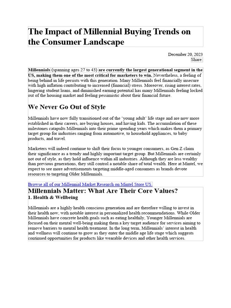 The Impact Of Millennial Buying Trends On The Consumer Landscape | PDF ...