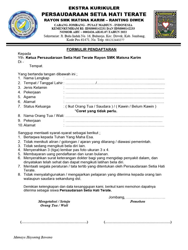 Formulir PSHT | PDF | Karier & Perkembangan