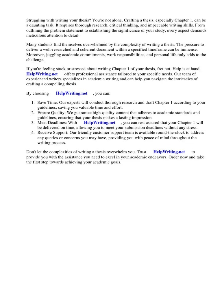How To Write Chapter 1 Of A Thesis PDF | PDF | Thesis | Cognition