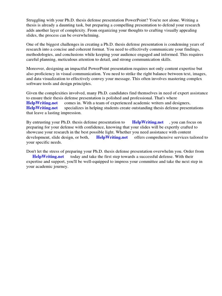 PHD Thesis Defence Presentation | PDF | Thesis | Microsoft Power Point