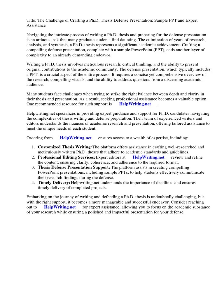 PHD Thesis Defence Presentation Sample | PDF | Thesis | Microsoft Power ...