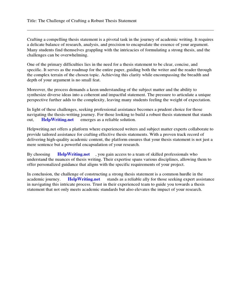 Build A Good Thesis Statement | PDF