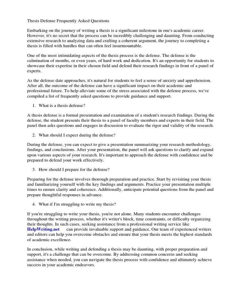 Thesis Defense Frequently Asked Questions | PDF | Thesis | Methodology