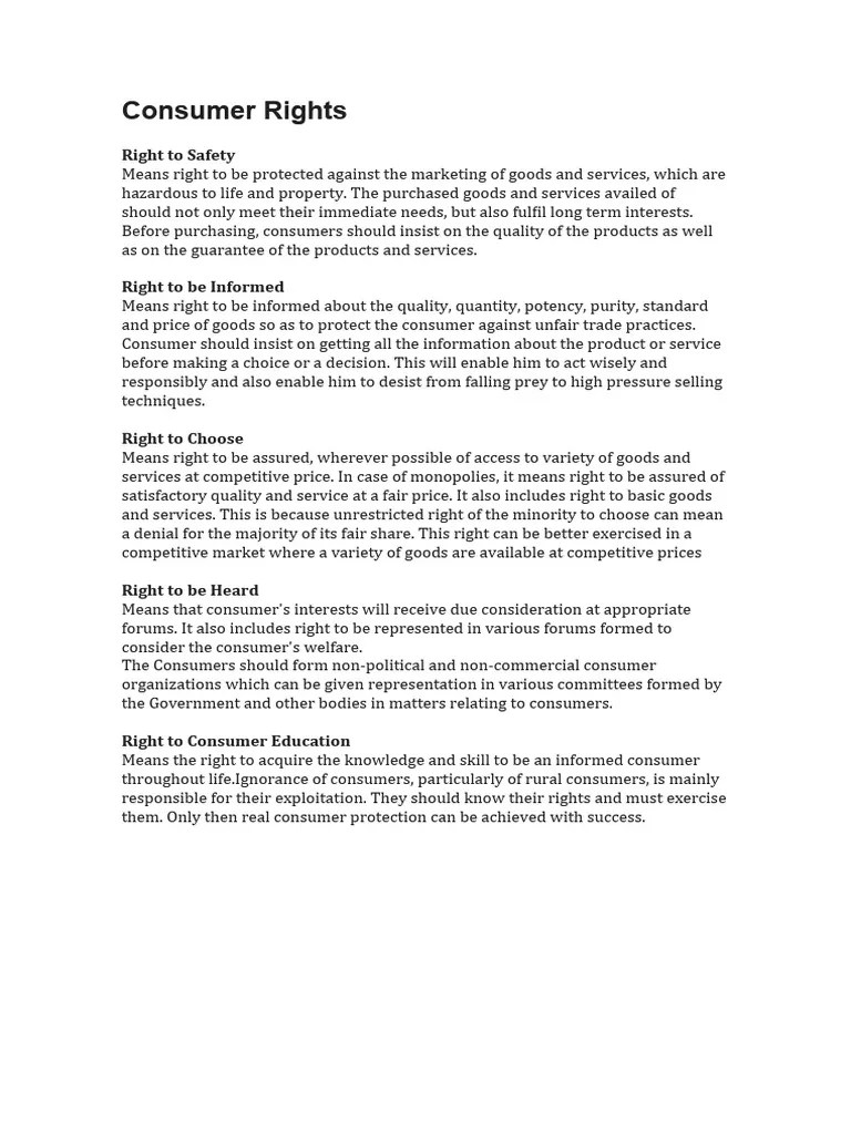 Consumer Rights | PDF