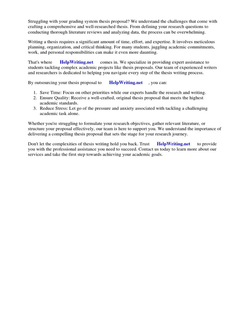 Grading System Thesis Proposal | PDF | Thesis | Internet