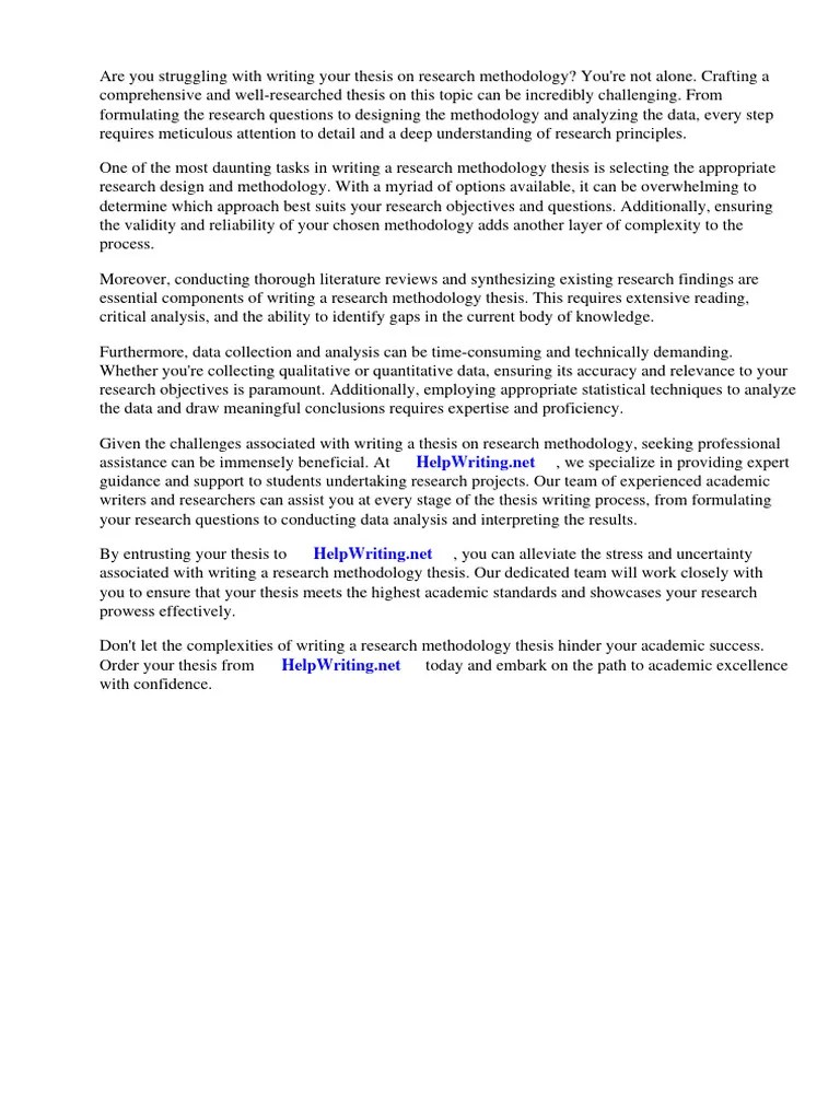 Research Methodology Thesis Writing | PDF | Methodology | Thesis