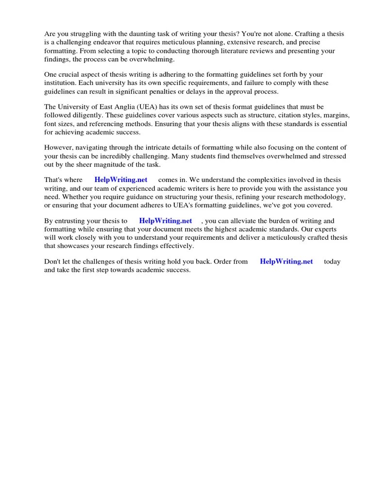 Uea Thesis Format Guidelines | Download Free PDF | Thesis | Apa Style