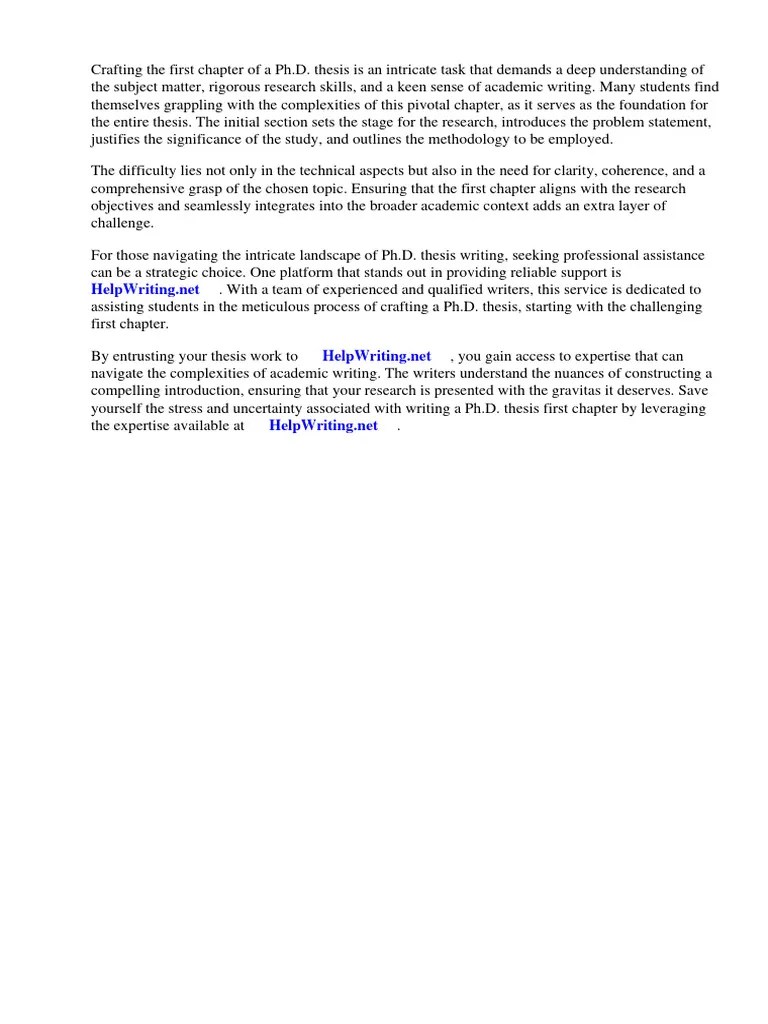 PHD Thesis First Chapter | PDF | Thesis | Apa Style