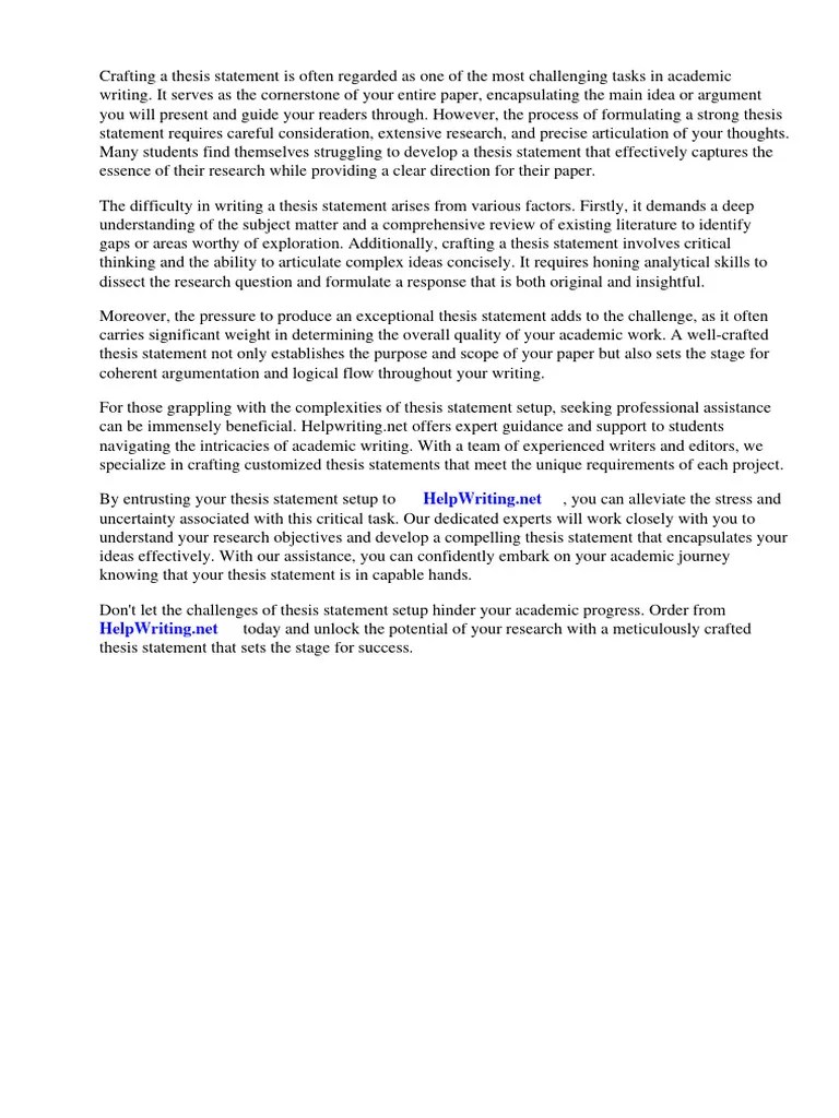 Thesis Statement Setup | PDF | Essays | Thesis