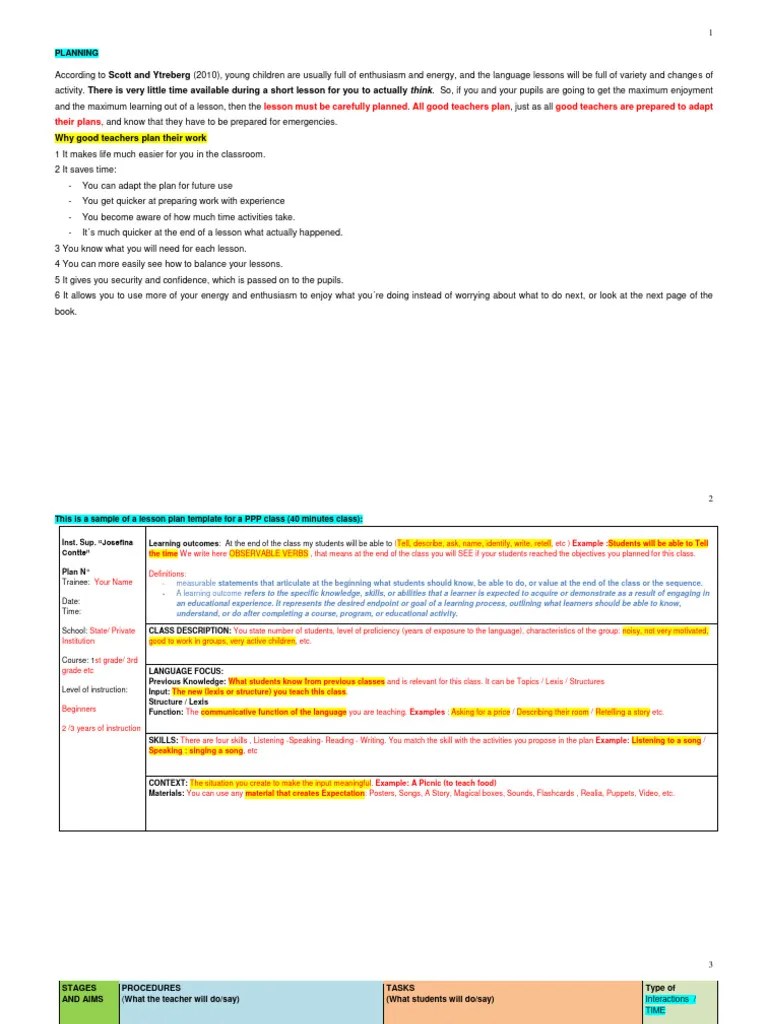 The Lesson Plan And PPP | PDF | Learning | Lesson Plan