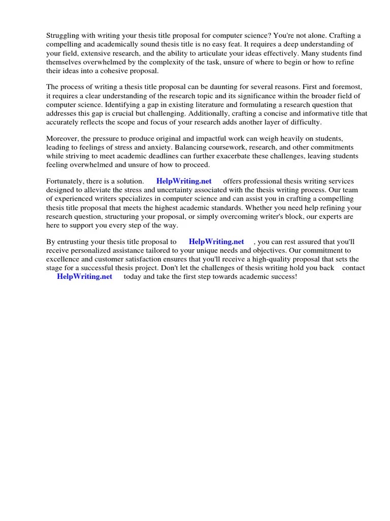 Thesis Title Proposal For Computer Science Students | PDF | Thesis ...