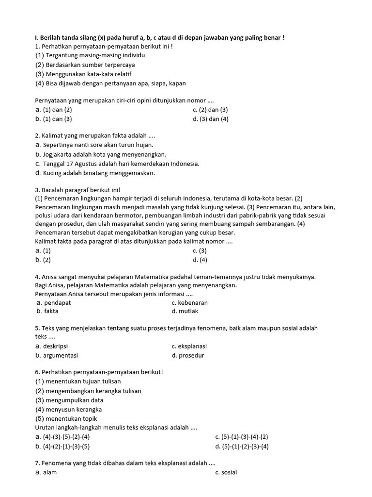 Soal PTS-STS Bahasa Indonesia Kelas 5 Semester 2 Kurikulum Merdeka T.A ...